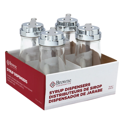 Browne - Syrup Dispenser, Heavy Glass, 14oz/414ml, 6x3.5"/15.2x8.9cm, 4 Pack - Limolin 