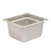 Browne - Steam Pan - Anti - Jam - 1 / 6 Size - Stainless Steel - 24 Gauge | 4 in / 10.2 cm / 2.1 qt / 1.9 L