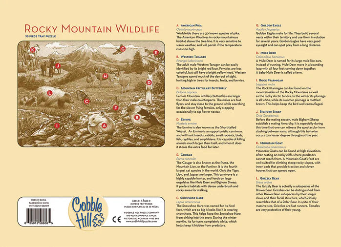 Cobble Hill - 35 Piece Tray Puzzle - Rocky Mountain Wildlife