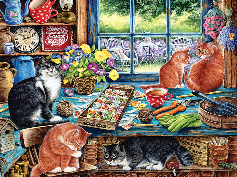 Cobble Hill - 35 Piece Tray Puzzle - Garden Shed Cats