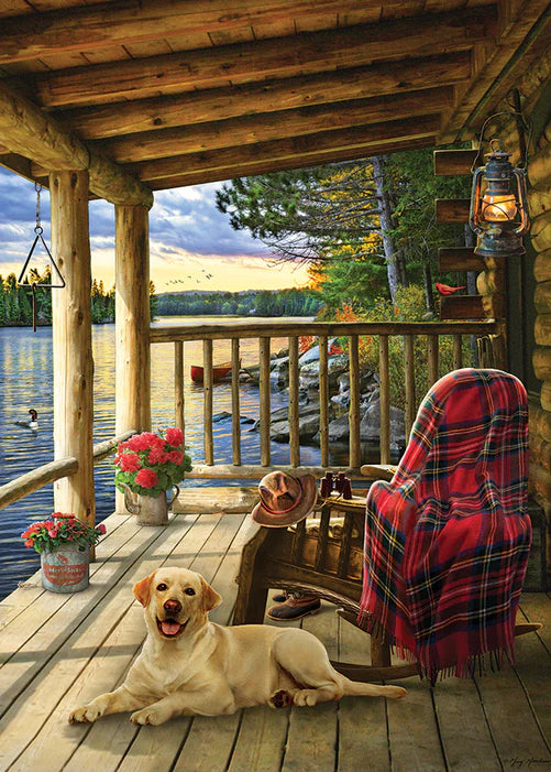 Cobble Hill - 35 Piece Tray Puzzle - Lake Cabin Labrador
