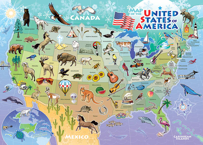 Cobble Hill - 35 Piece Tray Puzzle - USA Map