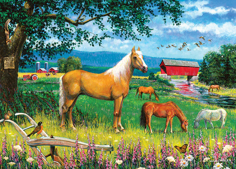 Cobble Hill - 35 Piece Tray Puzzle - Horses in the Field