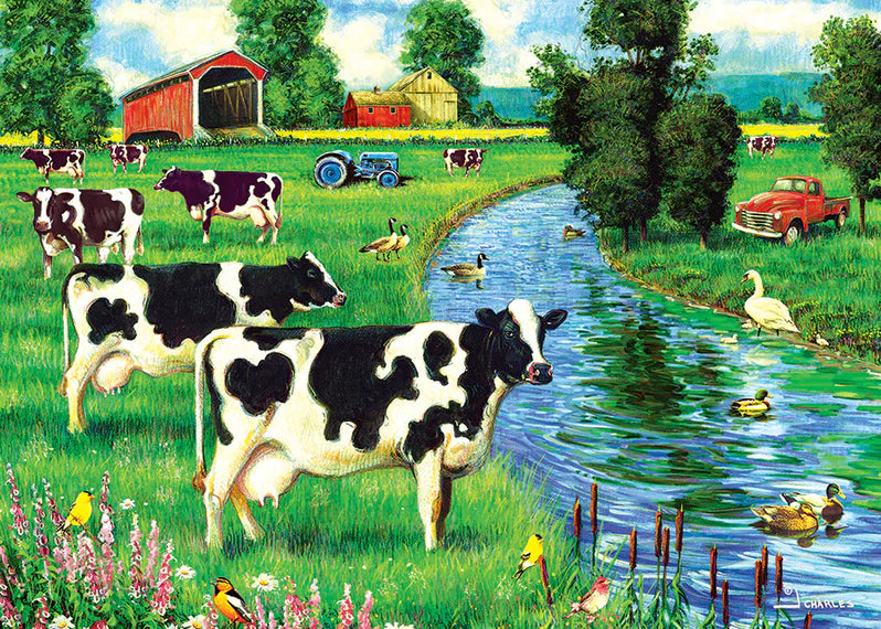 Cobble Hill - 35 Piece Tray Puzzle - Cow Stream