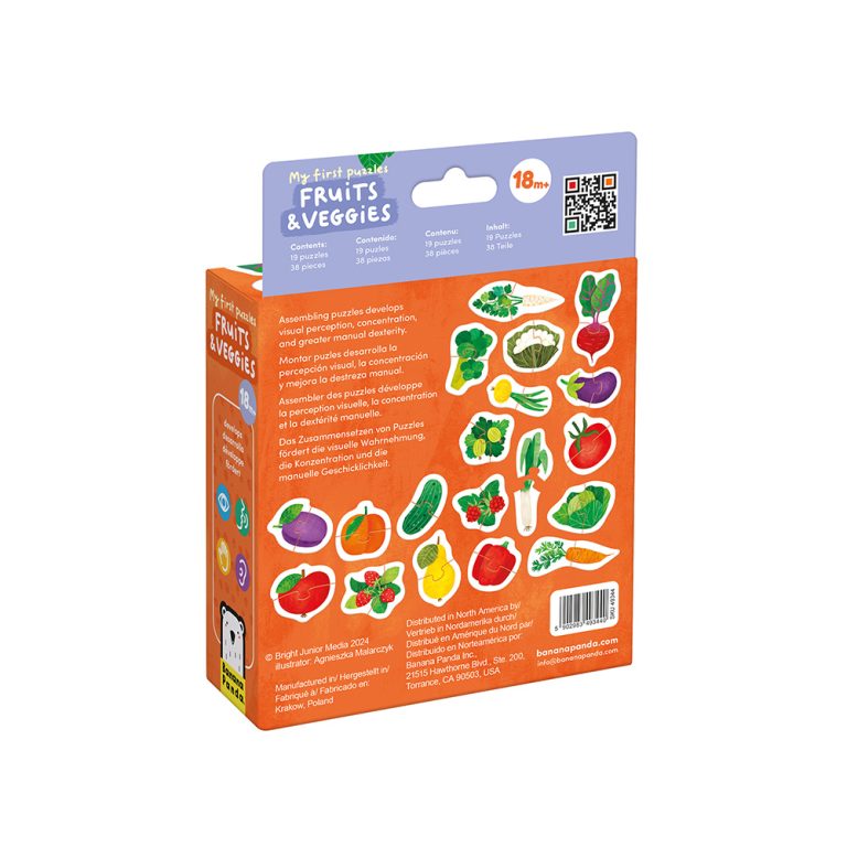 BANANA PANDA - MY FIRST PUZZLES - 2pc x 19 MINI PUZZLES - FRUITS and VEGGIESÂ  (15m+ )