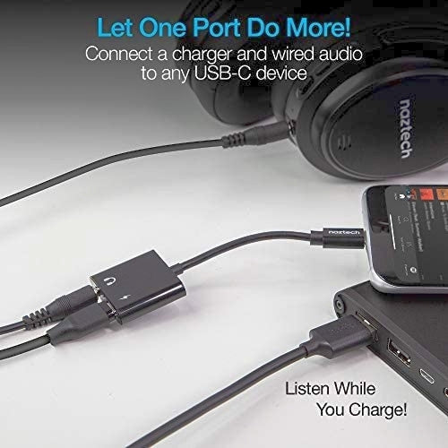 Naztech - USB-C Charging Adapter 3.5 mm & USB-C in - to USB-C Out