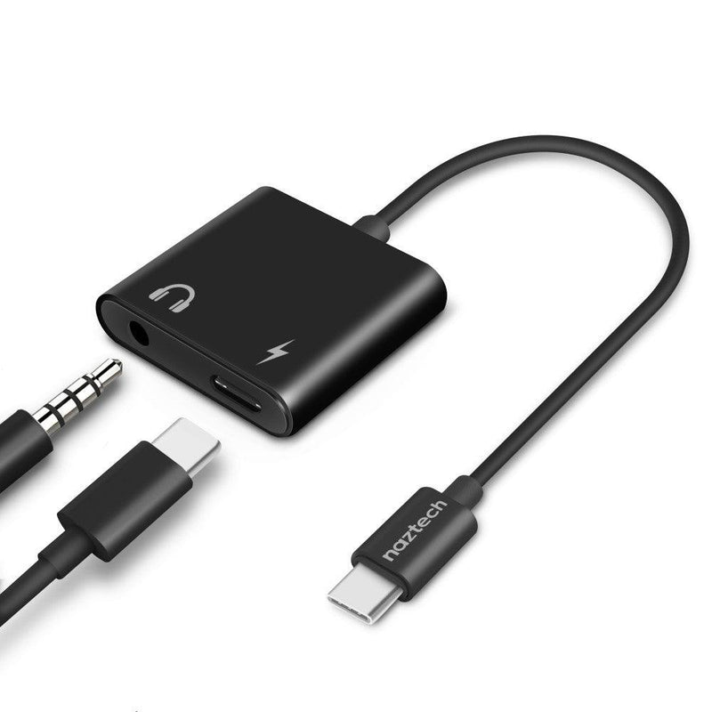 Naztech - USB-C Charging Adapter 3.5 mm & USB-C in - to USB-C Out