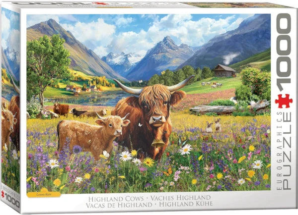 Eurographics - 1000 Piece Jigsaw Puzzle - Highland Cows By Leann Kate