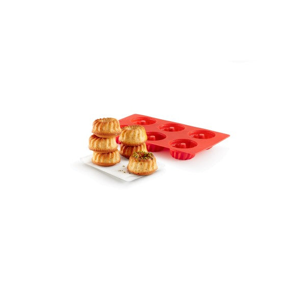 Lékué - Savarin Mini Bundt 6 Cavity Baking Mould Red