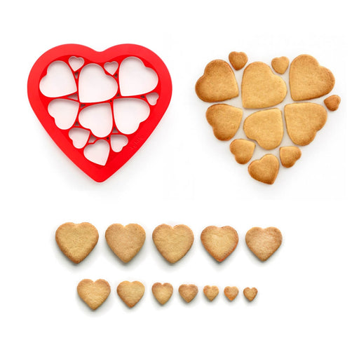 Lékué - Cookie Puzzle Heart Cutter - Red