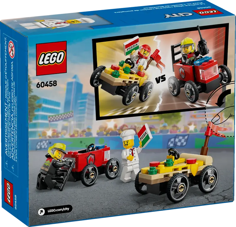 LEGO - 60458 - CITY - Pizza vs. Fire Truck Race Car Pack - 70pcs