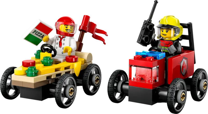 LEGO - 60458 - CITY - Pizza vs. Fire Truck Race Car Pack - 70pcs