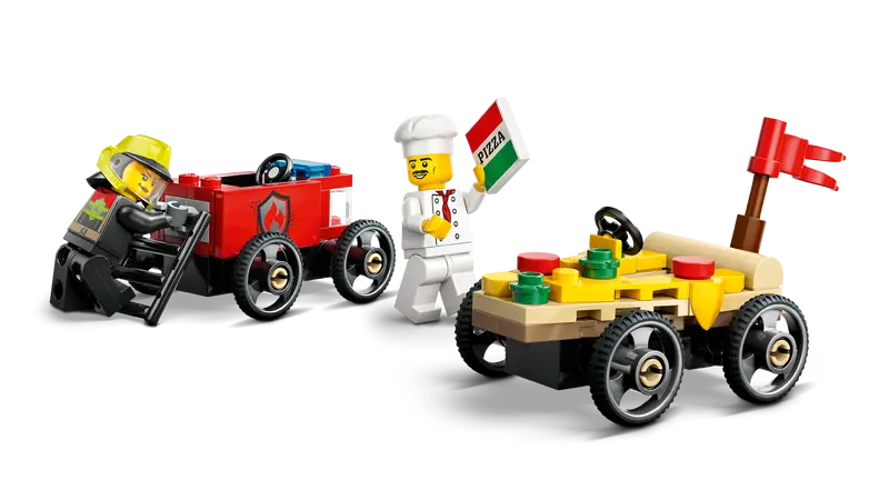 LEGO - 60458 - CITY - Pizza vs. Fire Truck Race Car Pack - 70pcs