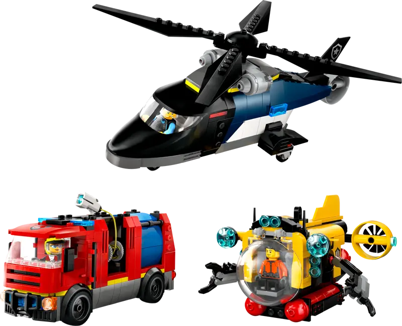 LEGO - 60462 - CITY - Helicopter, Fire Truck & Submarine Remix - 874 pcs