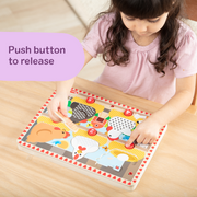 Melissa & Doug - Happy Hens Push-to-Pop Wooden Puzzle - 5 Pieces - numbered push buttons