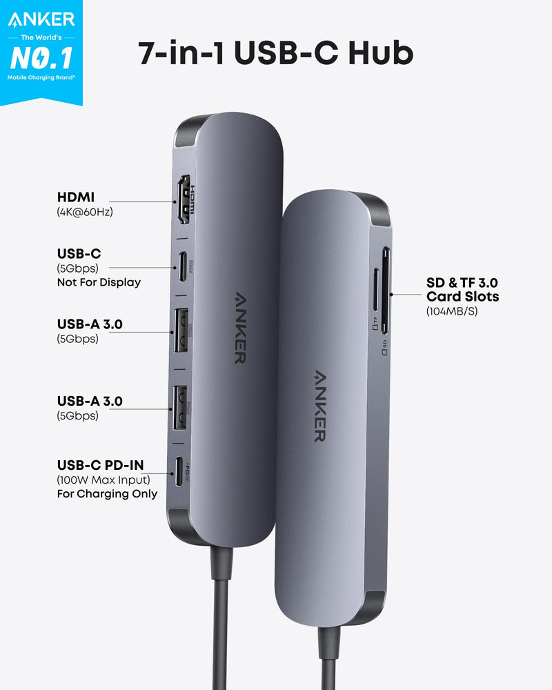 Anker - A83D2 - 7-in-1 USB-C Hub - Gray