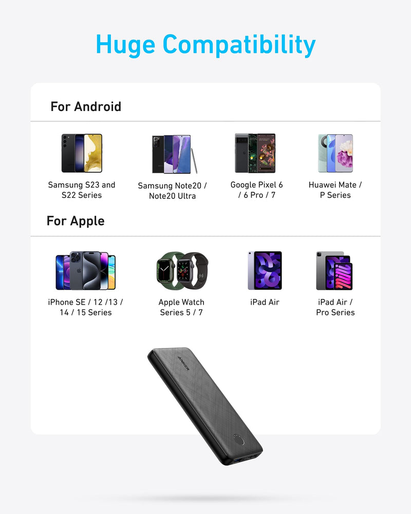 Anker - 313 (A1229) - PowerCore 10,000mAh Power Bank - Black