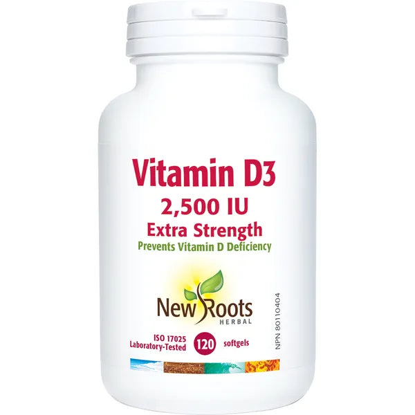 New Roots Herbal - Vitamin D3 2500 IU Extra Strength - 120 Softgels