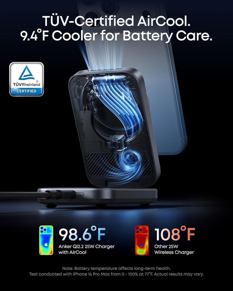 Anker - Prime (A25N1) - 3-in-1 AirCool Foldable Wireless Charging Station - Black