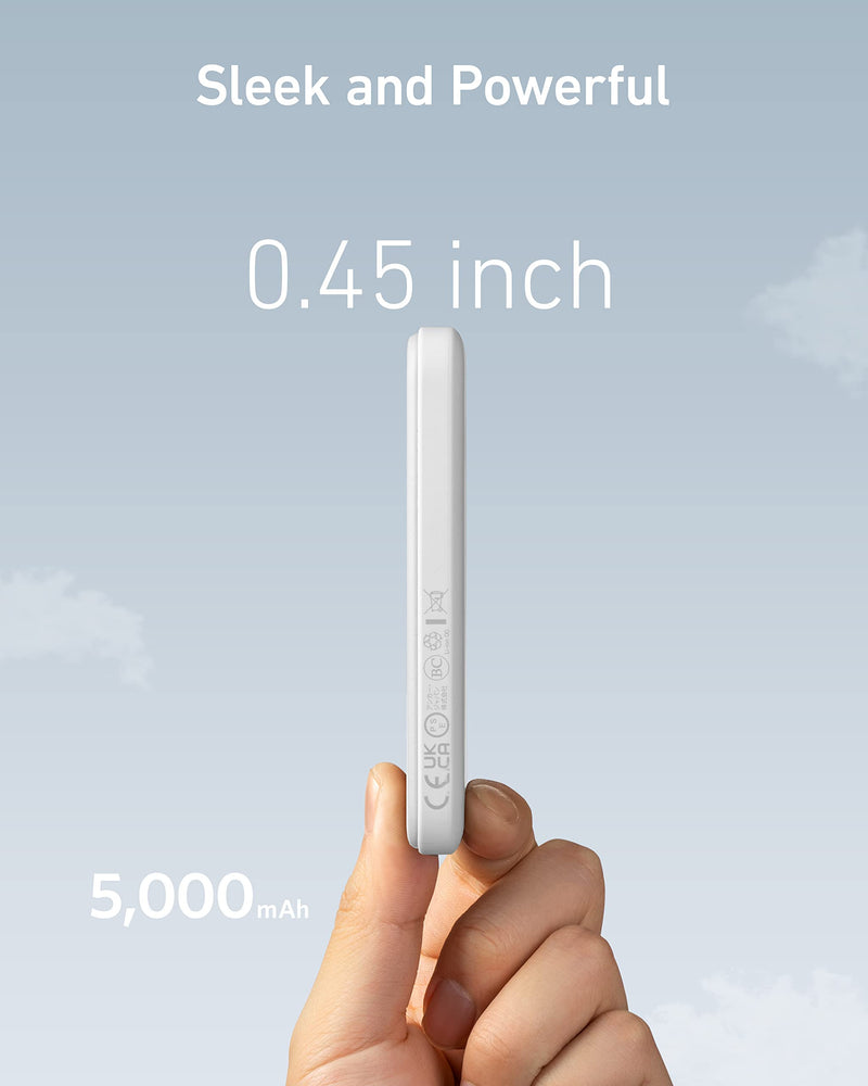 Anker - 621 (A1610) - MagGo 5,000mAh Magnetic Power Bank - White