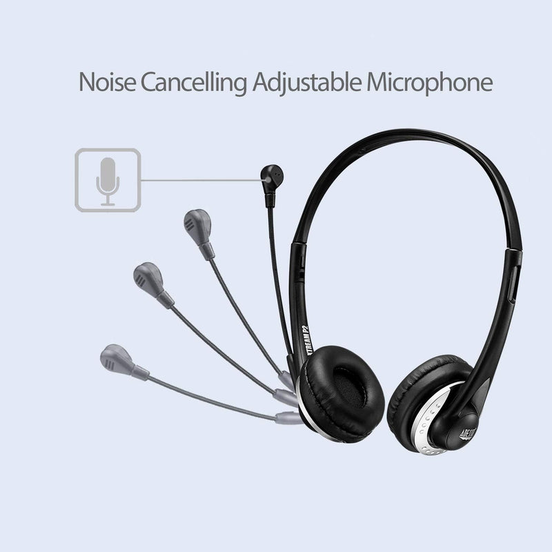 Adesso - Headset Stereo with Boom Mic USB Noise Cancelling Inline Volume & Call Management 6ft Cord - Black