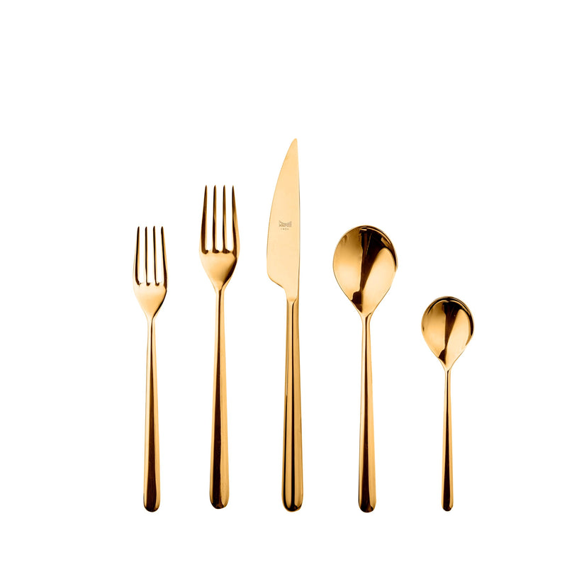 Mepra – Linea Gold – 5-Piece Flatware Set