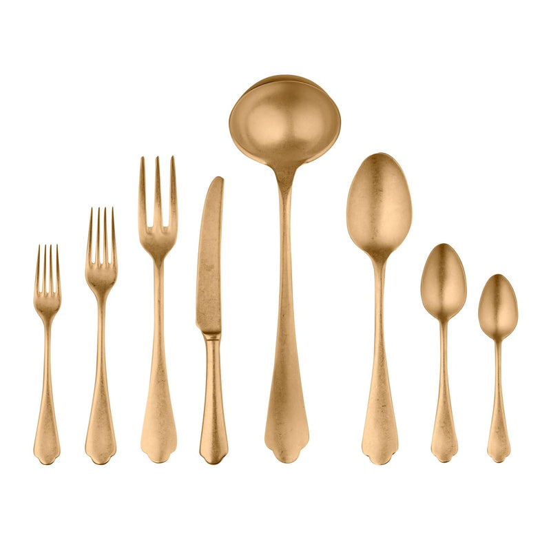 Mepra – Dolce Vita Pewter Gold – 43-Piece Flatware Set