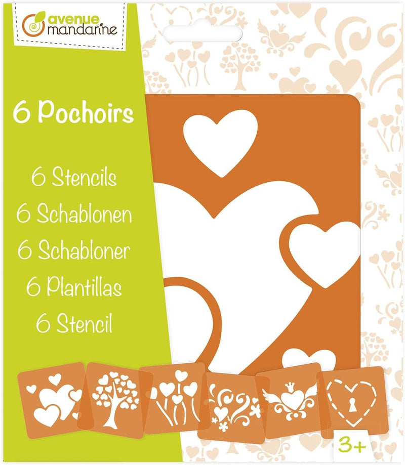 Avenue Mandarine - Heart Stencils (Set of 6) | 15 x 15 cm