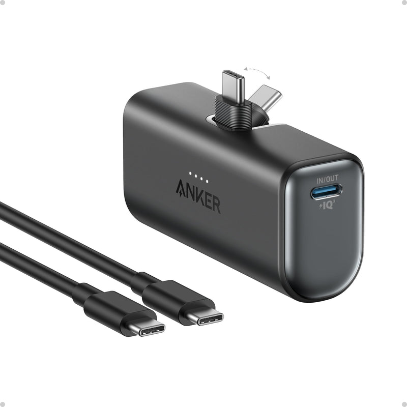 Anker - Nano (A1653) - 5,000mAh Power Bank with Built-In USB-C - Black