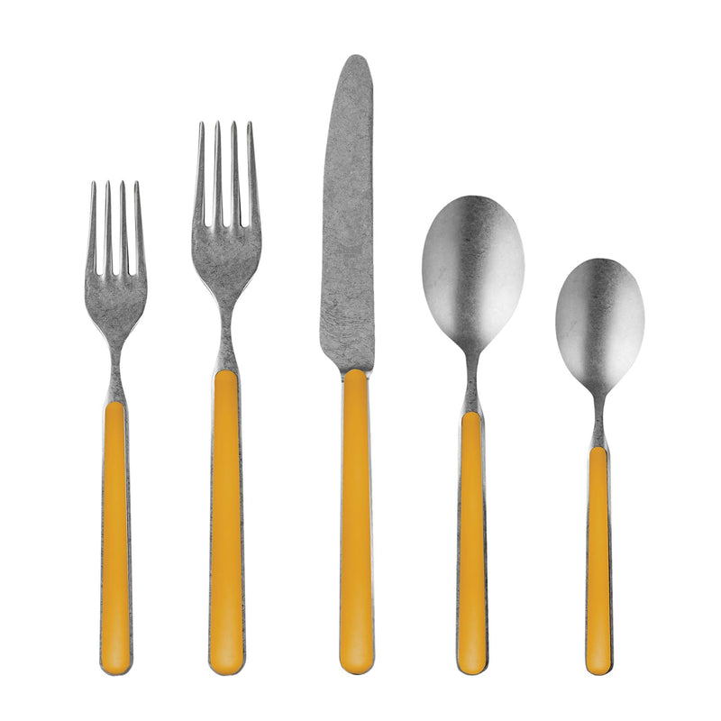 Mepra – Fantasia Pewter Mustard – 5-Piece Flatware Set