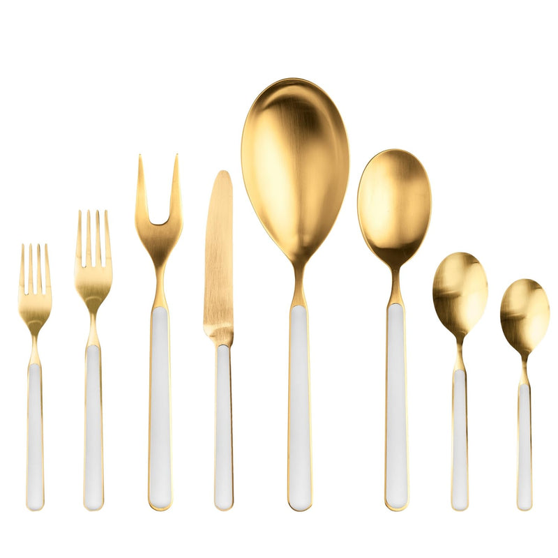 Mepra – Fantasia Ice Gold Porcelain – 43-Piece Flatware Set