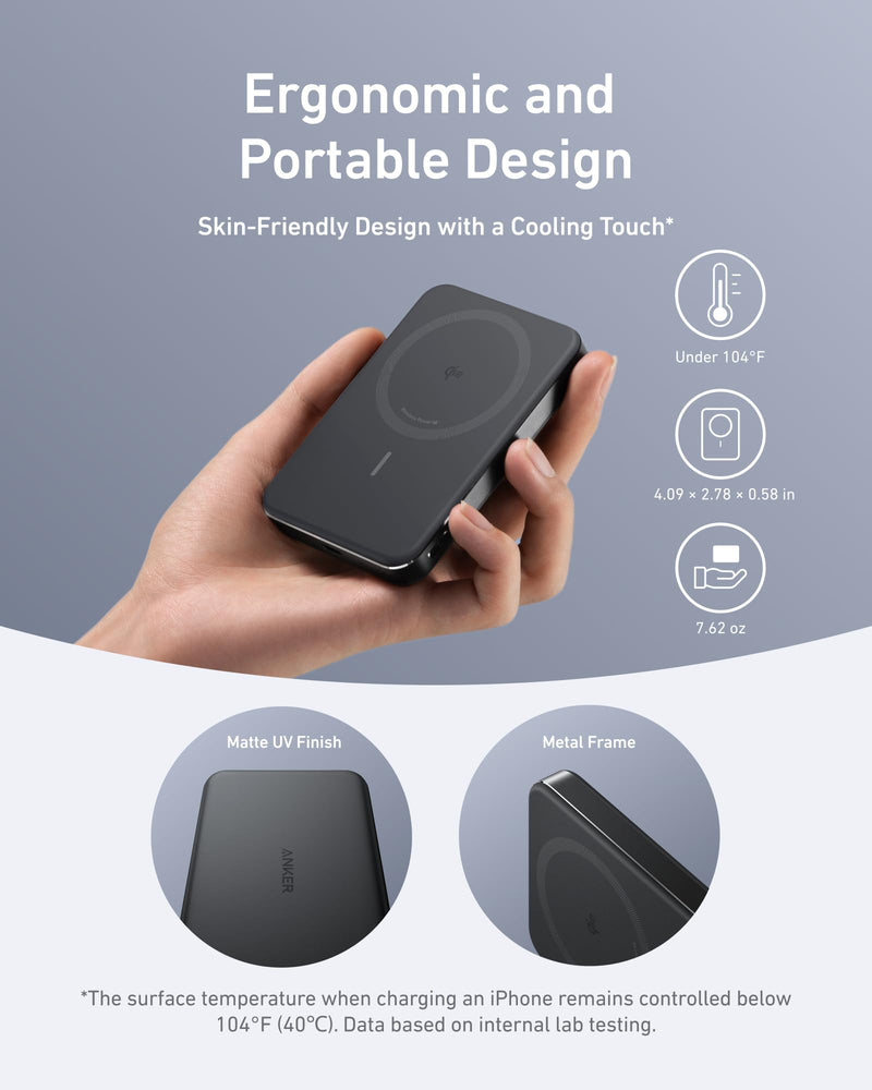 Anker - MagGo (A1664) - Slim 10,000mAh Magnetic Power Bank - Black