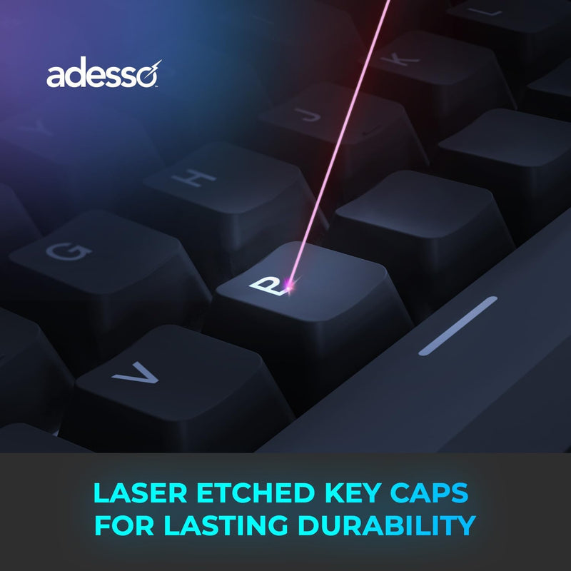 Adesso - Wired/Wireless/Bluetooth Multi-OS Illuminated Mechanical QMK VIA Compact Keyboard With CoPilot Ai Hotkey (Red Switch)