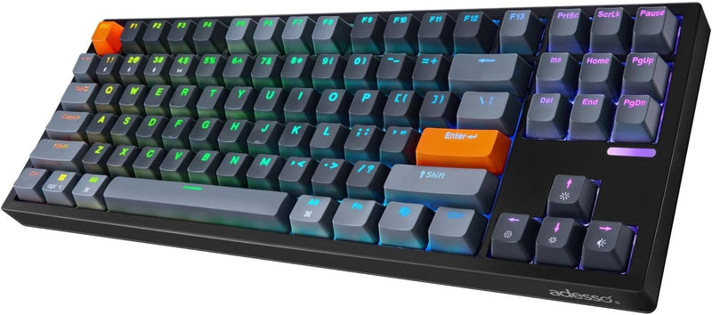 Adesso - Wired/Wireless/Bluetooth Multi-OS Illuminated Mechanical QMK VIA Compact Keyboard With CoPilot Ai Hotkey (Red Switch)