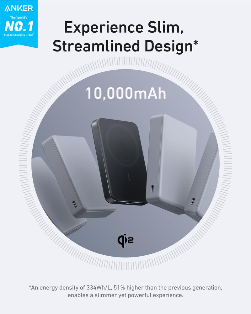 Anker - MagGo (A1664) - Slim 10,000mAh Magnetic Power Bank - Black