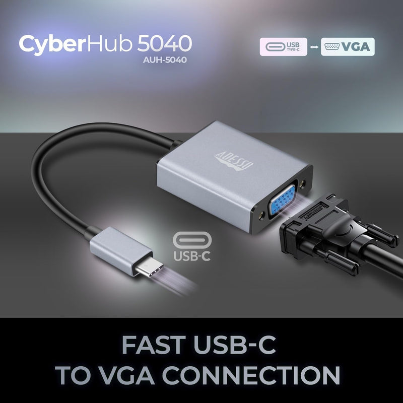 Adesso - USB C to VGA Port Adapter @1080P/60Hz