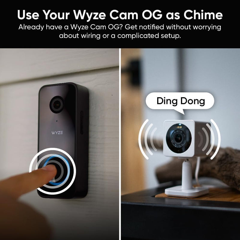 Wyze Wired Doorbell Camera v2 WVDWDV2, Black