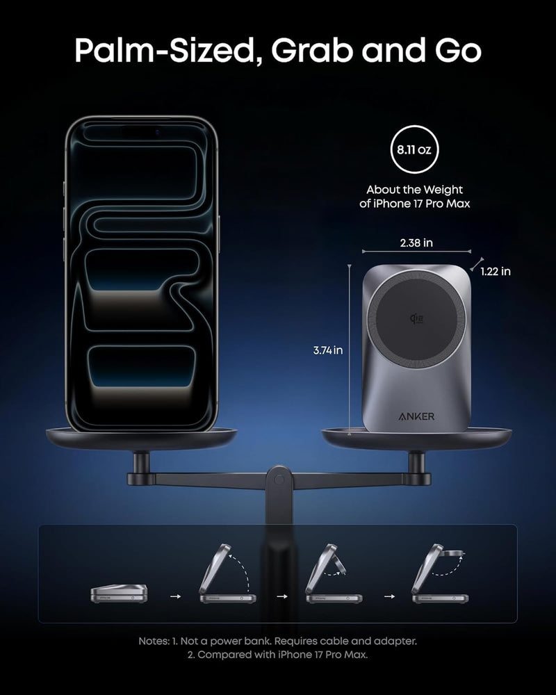 Anker - Prime (A25N1) - 3-in-1 AirCool Foldable Wireless Charging Station - Black