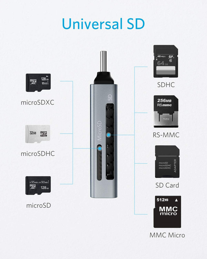 Anker - A8370 - 2-in-1 USB-C SD and microSD Card Reader - Gray