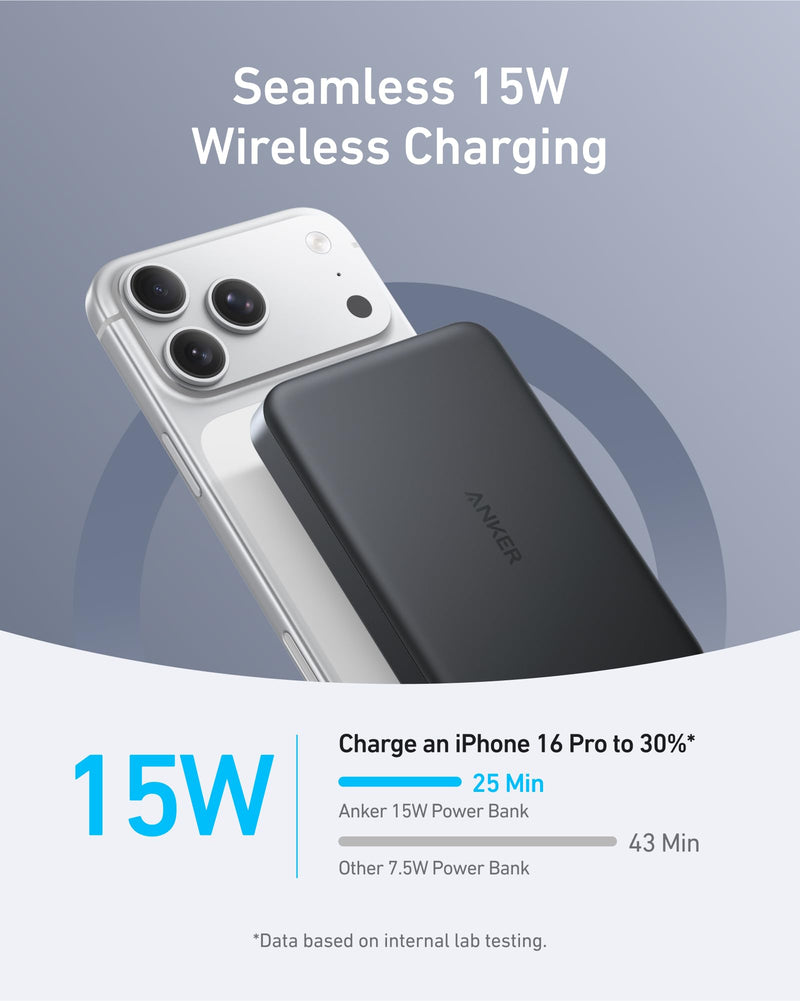 Anker - MagGo (A1664) - Slim 10,000mAh Magnetic Power Bank - Black