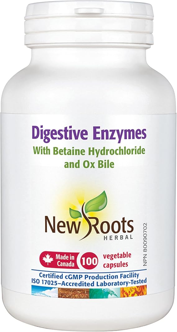 New Roots Herbal - Digestive Enzymes With Betaine Hydrochloride 100 Capsules