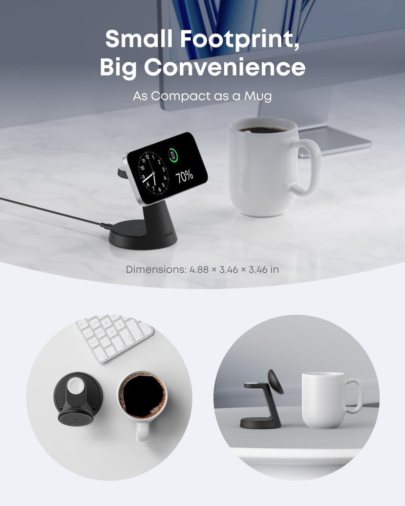 Anker - MagGo (A25M4) - 3-in-1 Wireless Charging Dock - Black