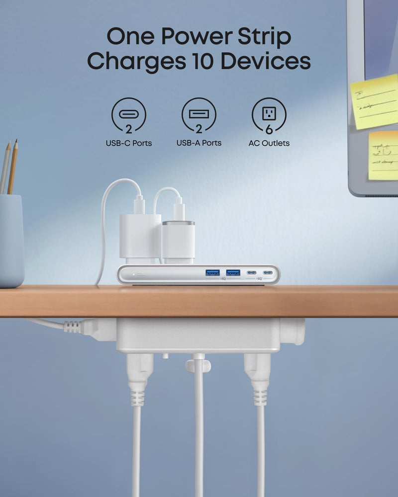Anker - Nano (A9196) - 10-in-1 70W Desk Clamp Power Strip - Black