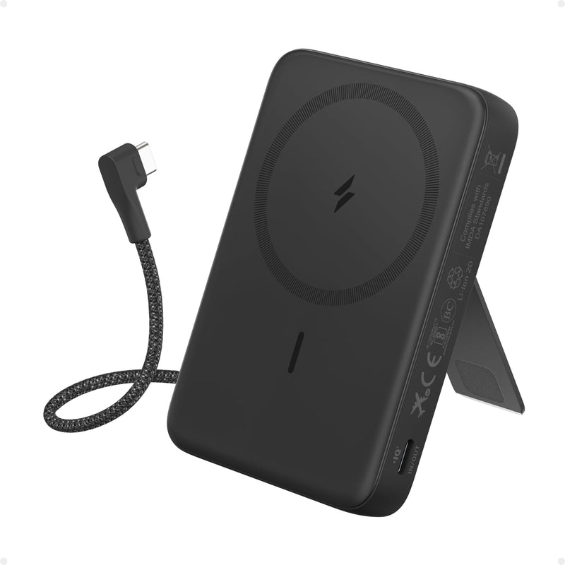 Anker - Zolo (A1685) - 10,000mAh Magnetic Power Bank with Built-In USB-C - Black