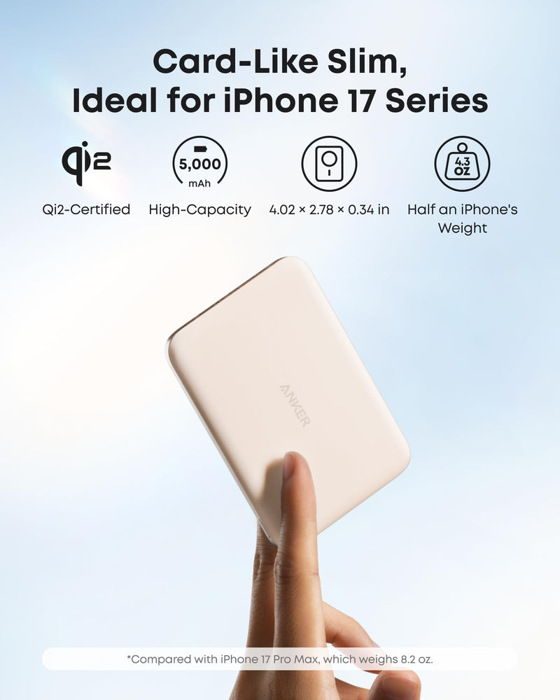 Anker - Nano MagGo (A1665) - Slim 5,000mAh Magnetic Power Bank - Gold