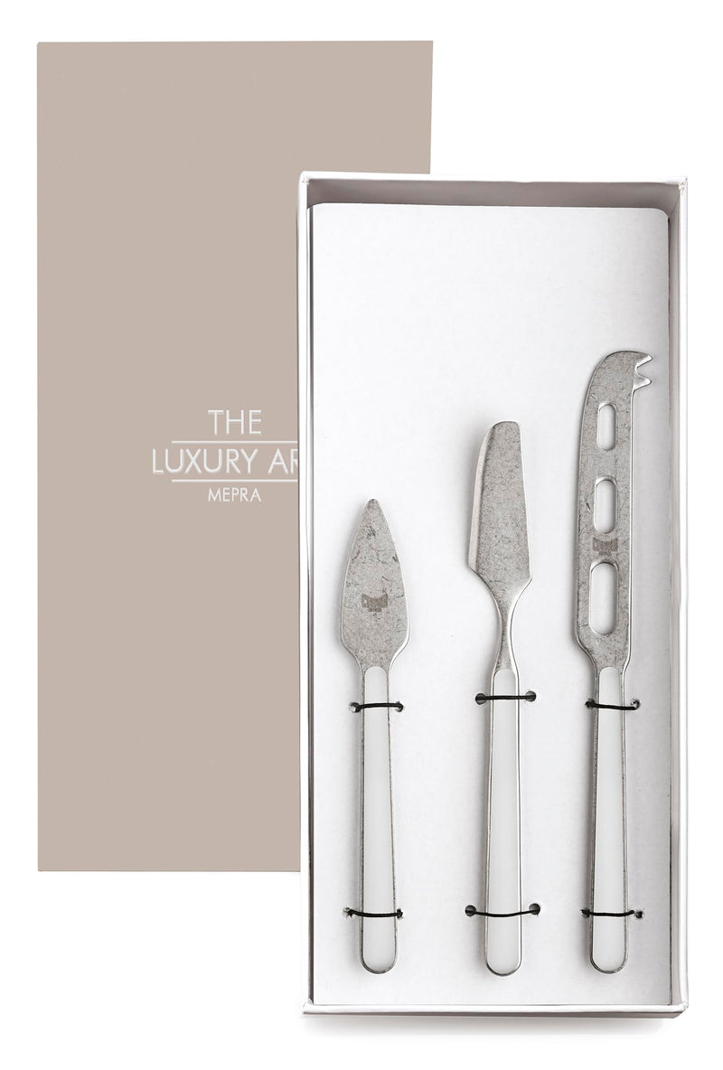 Mepra – Fantasia China Pewter – 3-Piece Cheese Knife Set