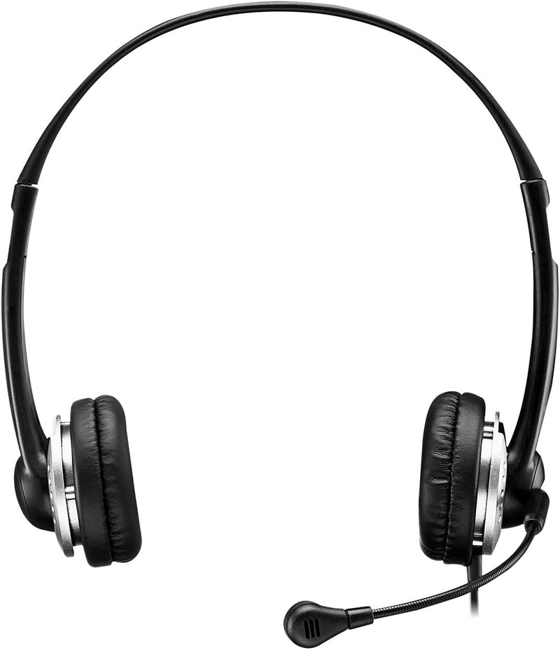 Adesso - Headset Stereo with Boom Mic USB Noise Cancelling Inline Volume & Call Management 6ft Cord - Black