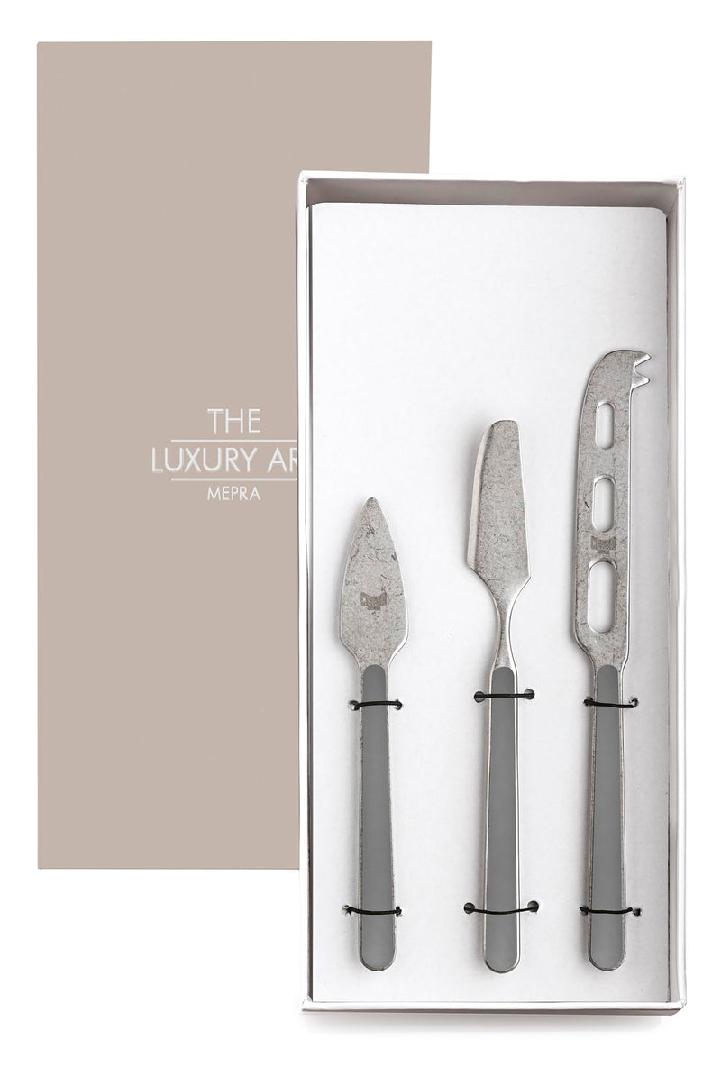 Mepra – Fantasia Vicuna Pewter – 3-Piece Cheese Knife Set