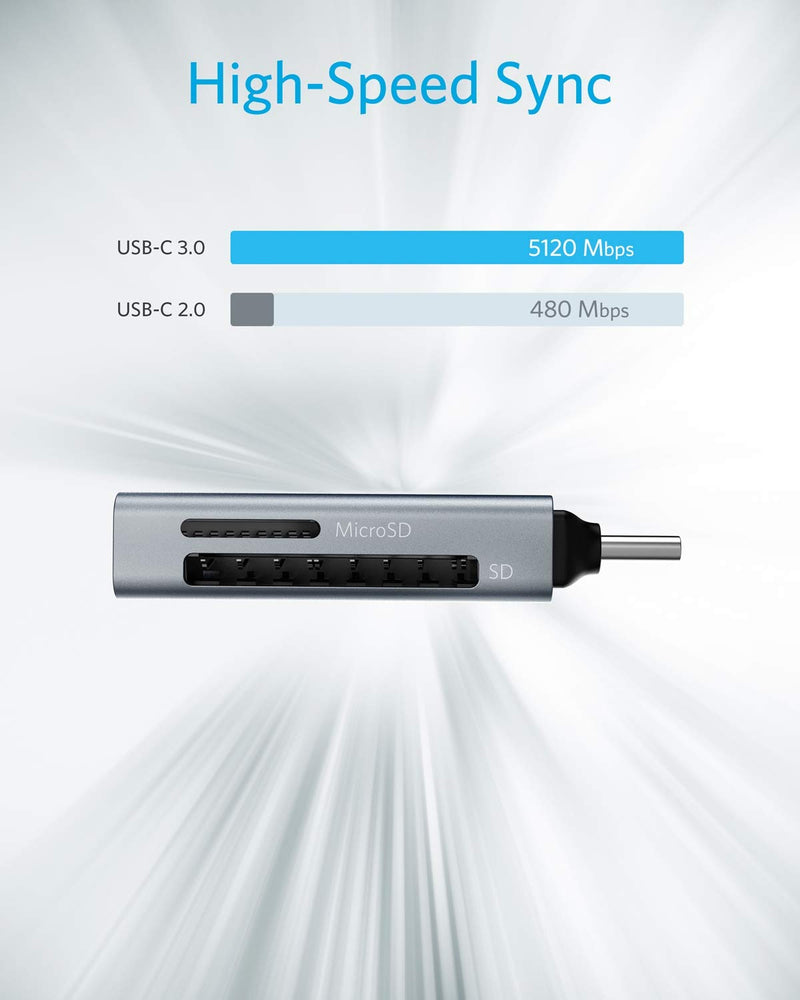 Anker - A8370 - 2-in-1 USB-C SD and microSD Card Reader - Gray