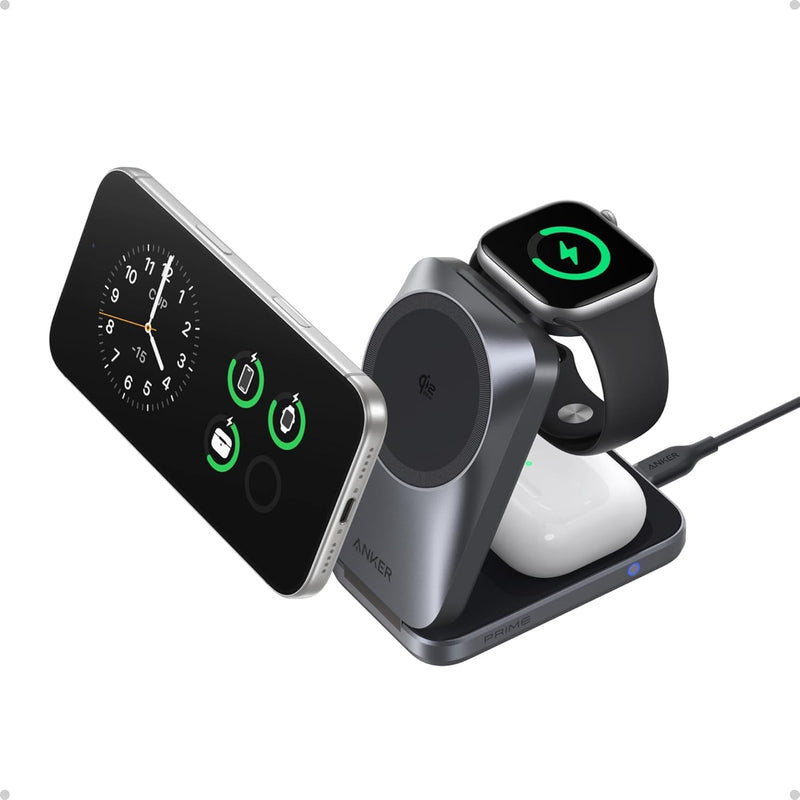 Anker - Prime (A25N1) - 3-in-1 AirCool Foldable Wireless Charging Station - Black